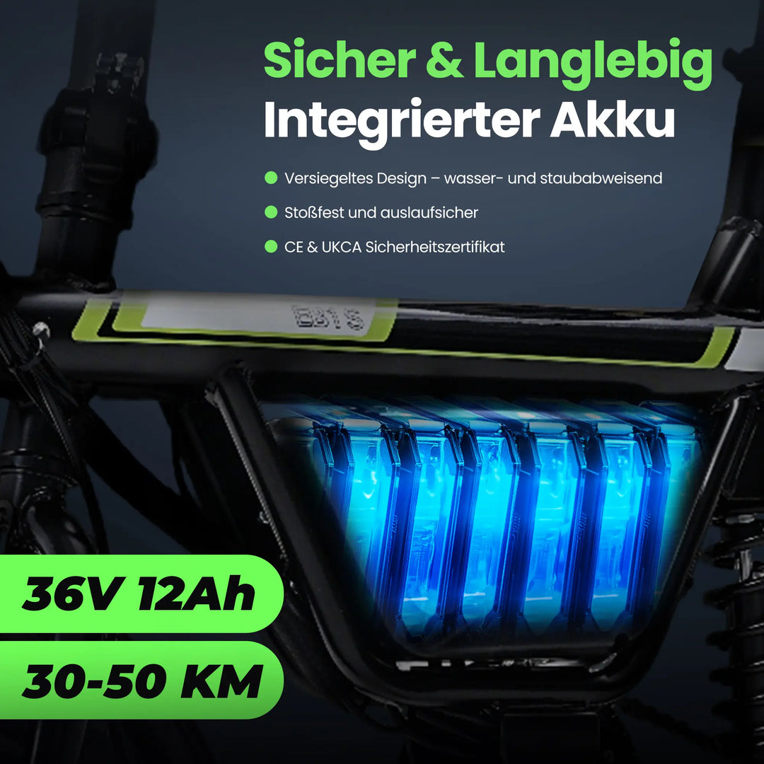 Finbike EB1S Elektro-Citybike, 36V 12Ah Akku, 50km Reichweite