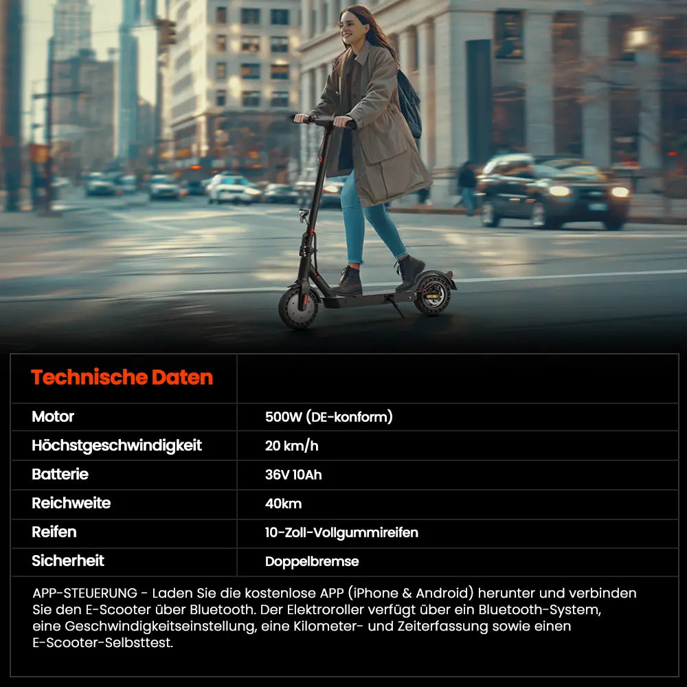 Finbike E9TMAX E-Scooter mit ABE, 20 km/h, 500 W Motor, Stralßenzulassung