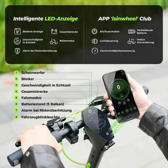 isinwheel S10Plus Electric Scooter with ABE Certification 36V 15Ah Battery