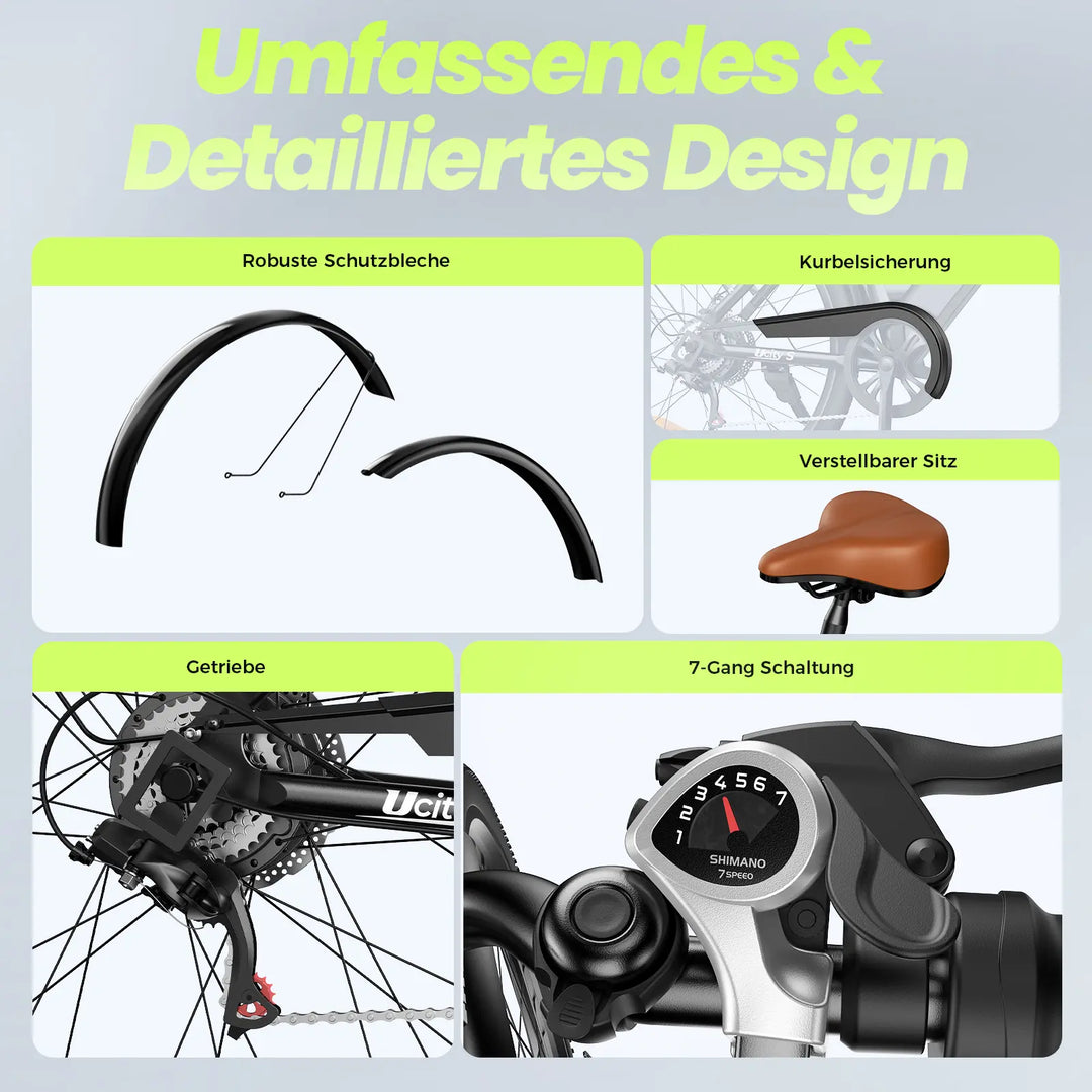 Finbike UcityS Trekking-E-Bike mit 250-W-Motor, 88 km Reichweite