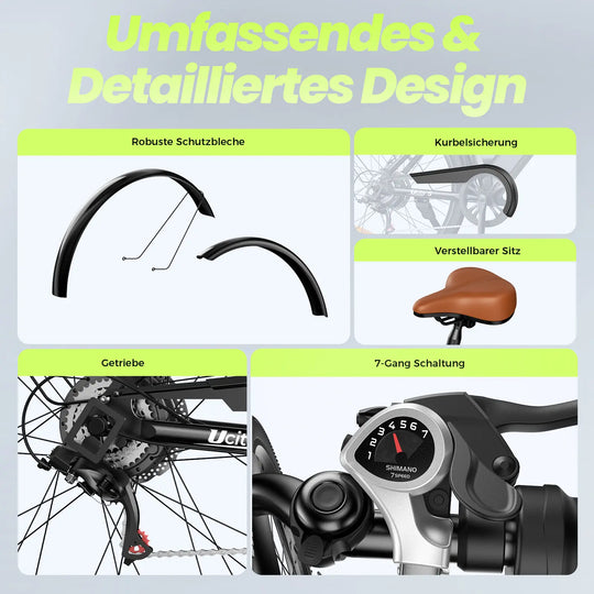 Finbike UcityS Trekking-E-Bike mit 250-W-Motor, 88 km Reichweite